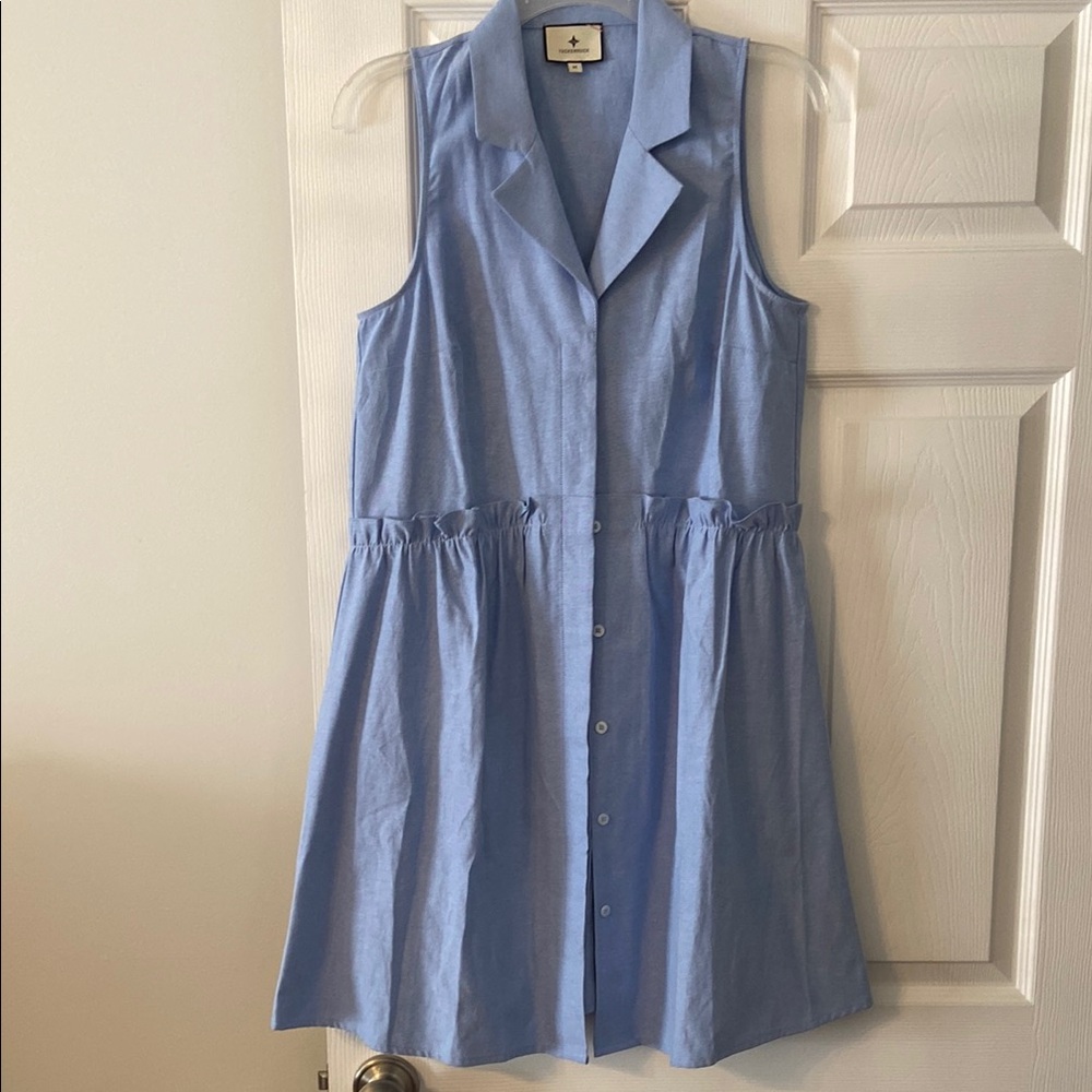 TUCKERNUCK Sleeveless Blue Button-Up Dress size M BNWOT - Picture 1 of 14